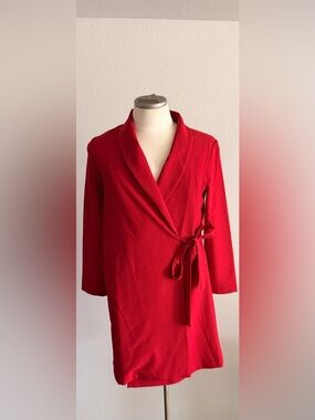Vanessa Zani Made in ItalyWomen's Red Wrap Blazer with Tie Waist medium